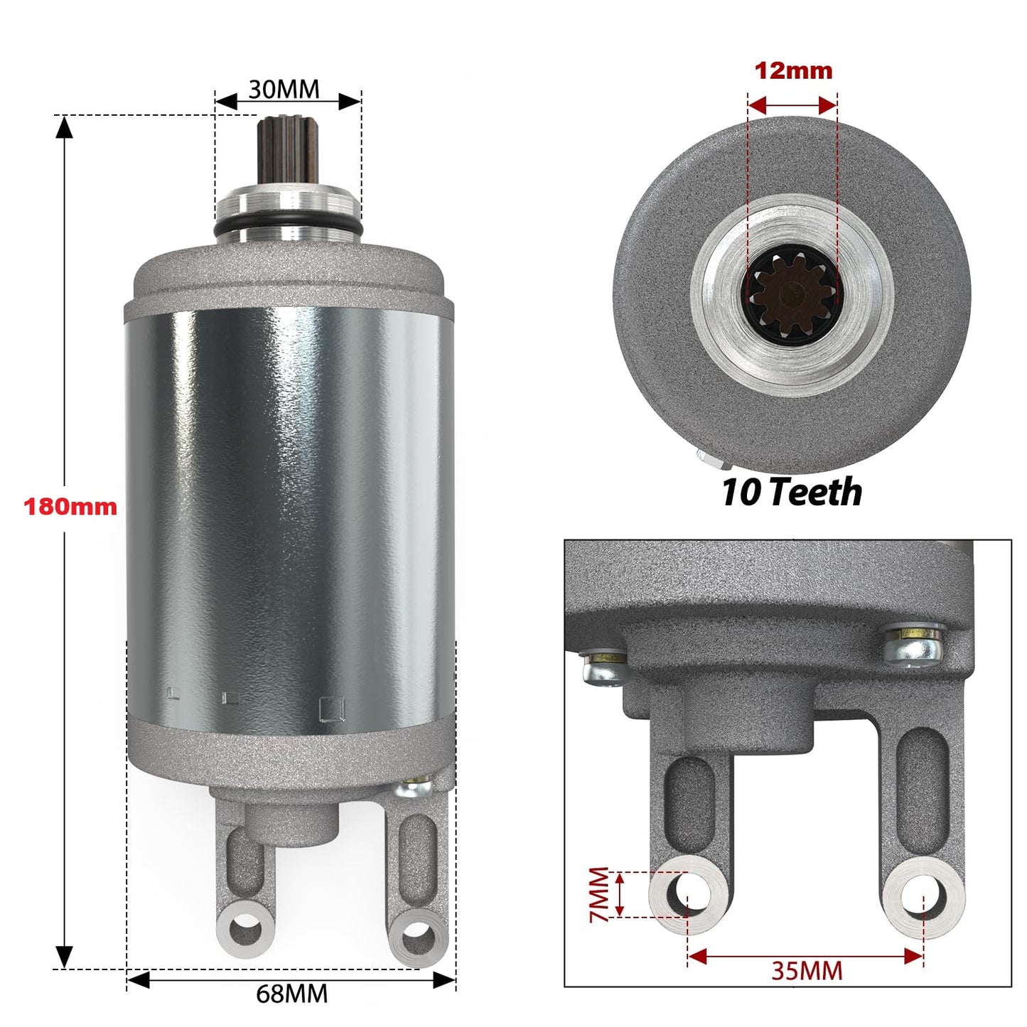 10 Spline Starter Motor for Honda Big Red ATC250ES ATC250SX Fourtrax TRX250 1985-1986 31200-HA0-682