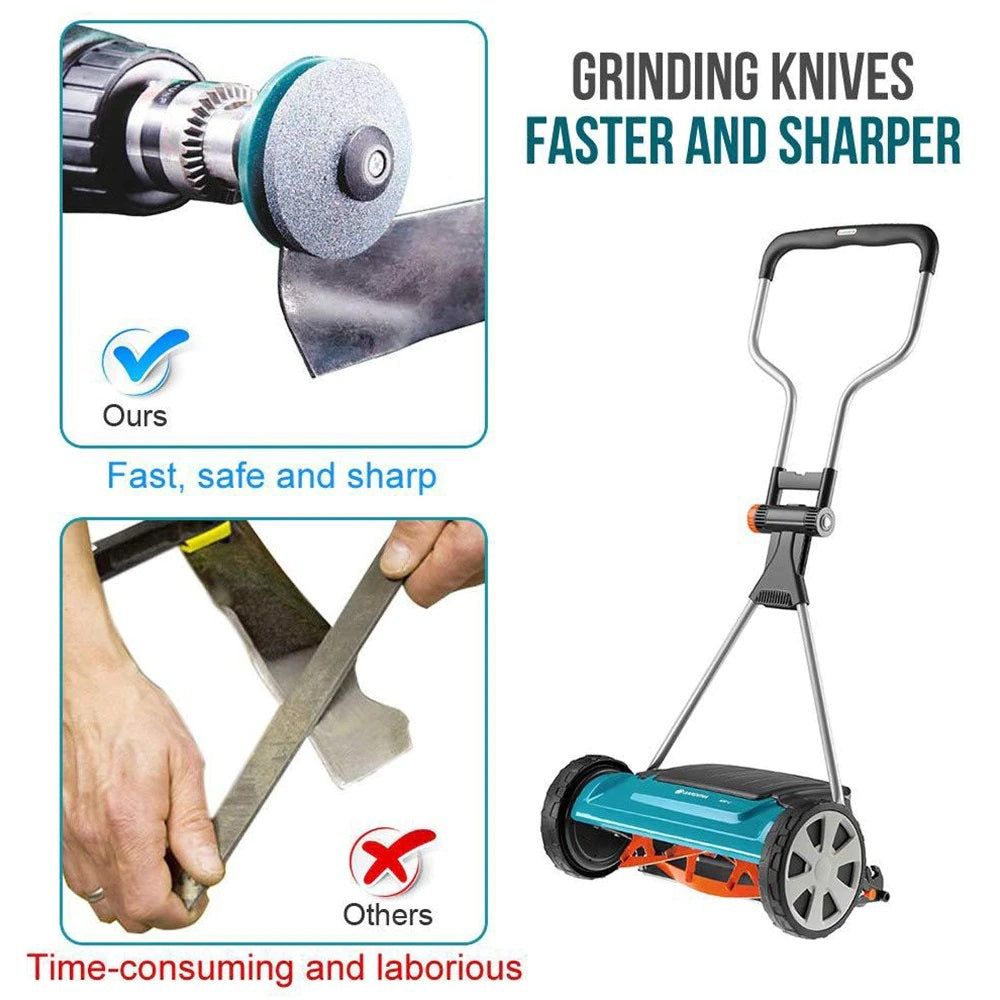 50MM Faster Lawn Mower Sharpener Lawnmower Blade Sharpener Universal Grinding Rotary Drill Cuts - Orange