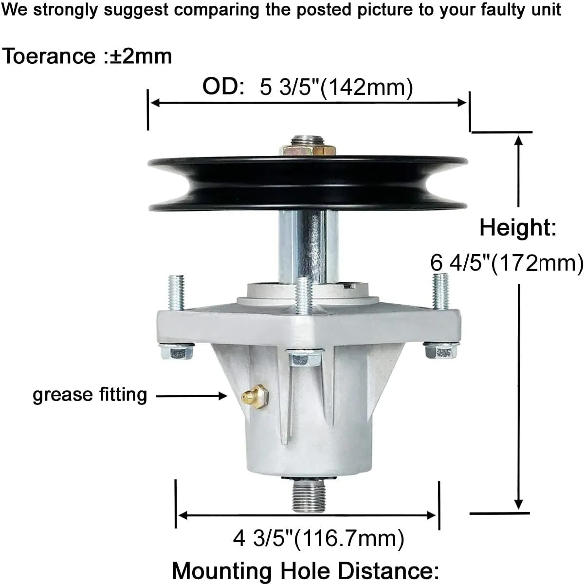 Spindle Assembly for Cub Cadet 46" Cut Models 618-0660, 918-0660, 618-0625, 918-04137